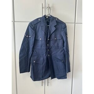 Vintage US Air Force Blue Service Dress Uniform Jacket A1C Insignia 39R‎